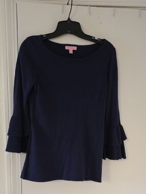 Lilly Pulitzer Navy Knit Top with Pink Label